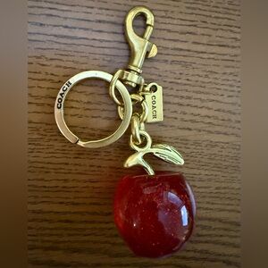 NEW Coach Gold and Red Apple Key Holder